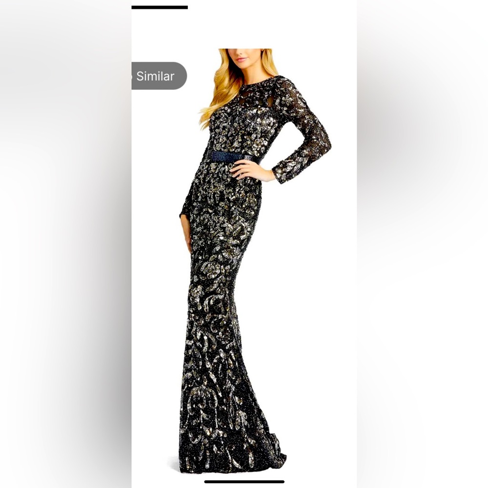 MAC DUGGAL BEADED SEQUINED GOWN